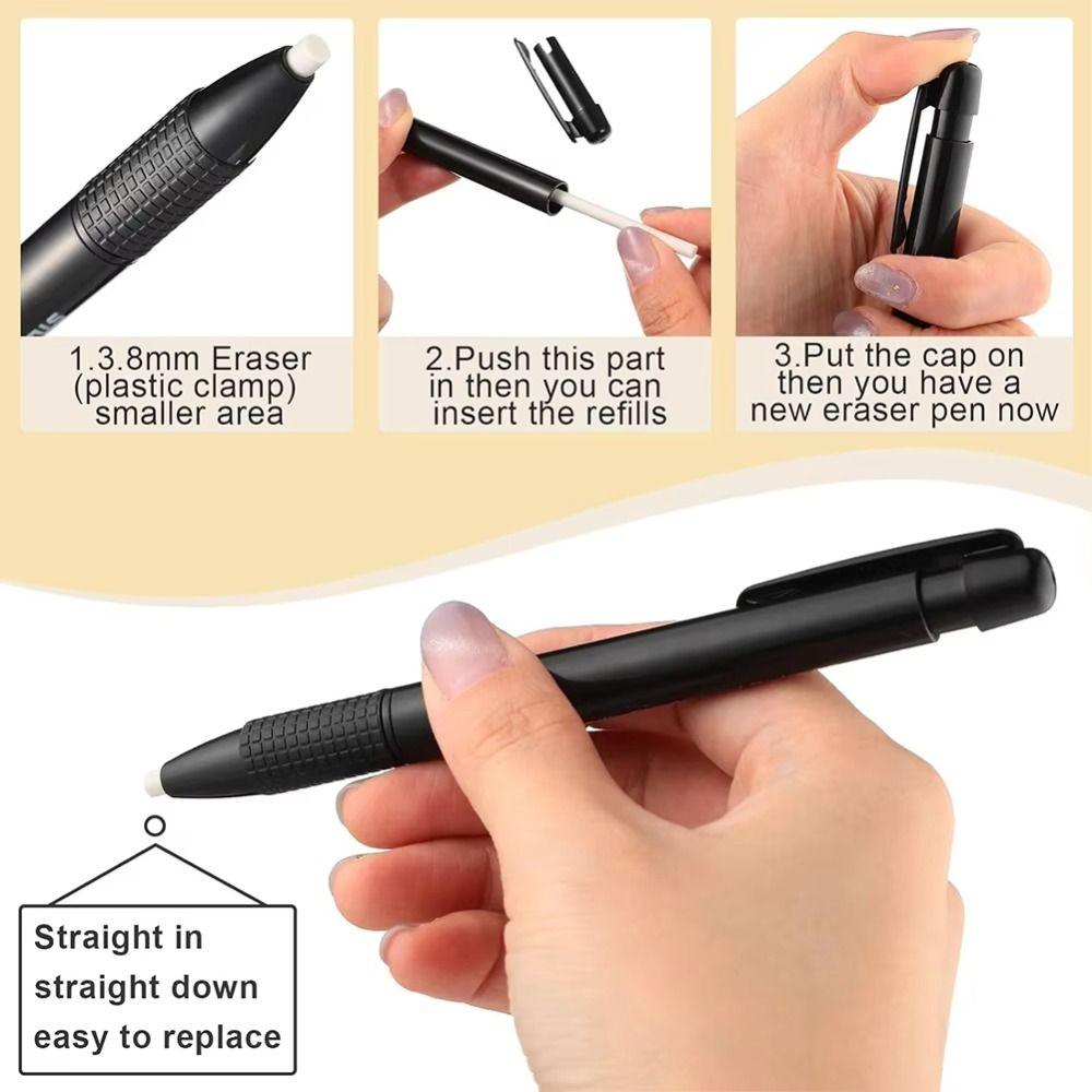 Press Retractable Mechanical Erasing Pencil 3.8mm Thin Tip Eraser Stick  Drawing Work