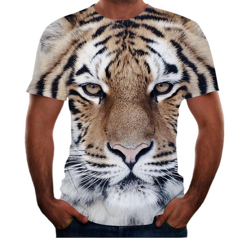 Animal Tiger 3D T-shirt Men's Lion Short Sleeved Men's Quick Drying T-shirt