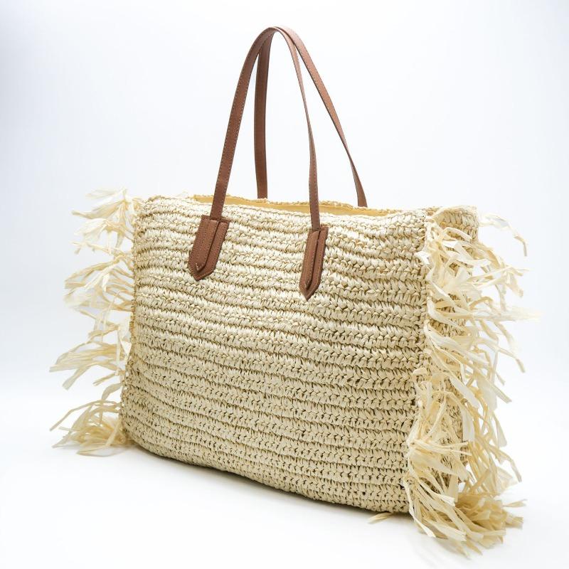 New Large-capacity Straw Woven Bag Women's Versatile Handwoven Bag Fringed Shoulder Tote Bag Vacation Beach Bag