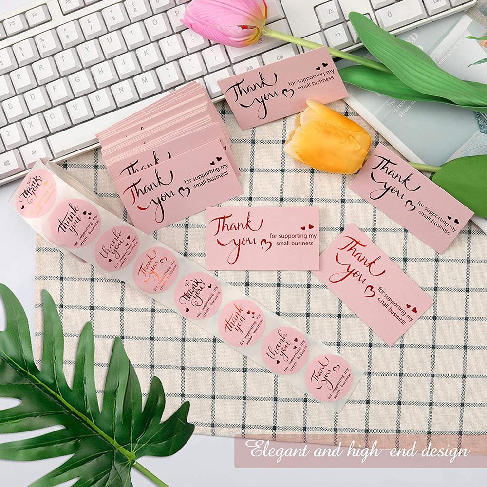 500pcs/roller 3.8cm Thank You Sticker Roller Label or 50pcs Thank You Card for Business Home Party Gift Packaging Decoration