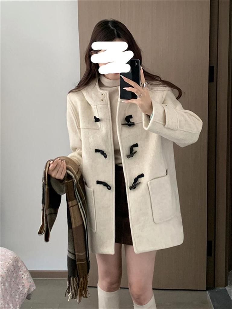 Women's 2025 Winter Korean Style Petite Wool-Blend Thickened Toggle Coat