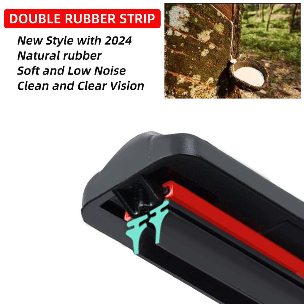 Car Windshield Wiper Blade Universal U/J Double Rubber Strip Wiper Blade Natural Rubber Strip 14"16"18"19"20"21"22"24"26"