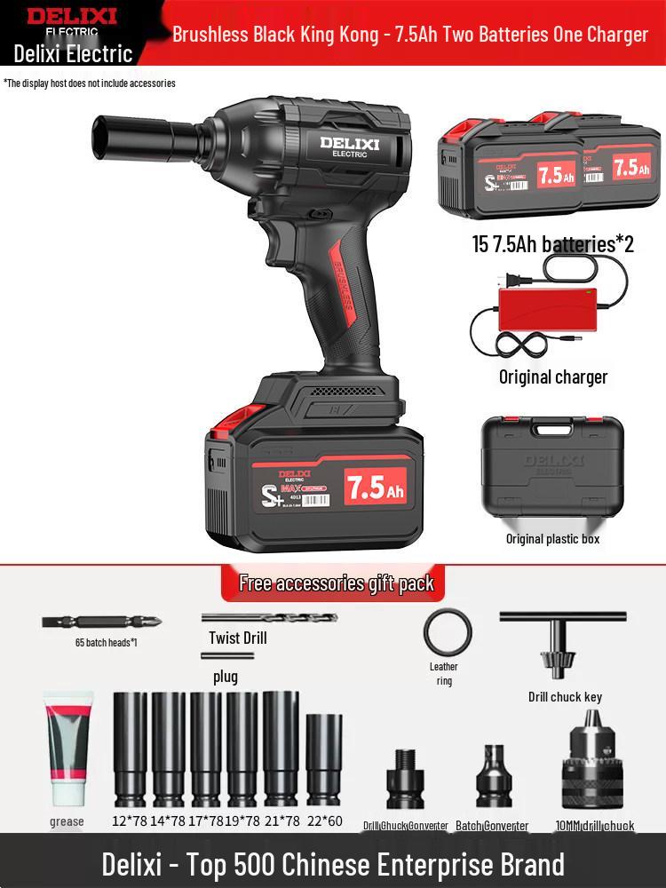 Delixi Brushless High Torque Multi-Tool Set: Electric Wrench and Angle Grinder.