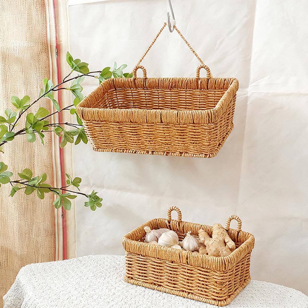 Modern Wall Mounted Basket Faux Woven Look for Bathroom Kitchen Storage Organizer for Damp Environment