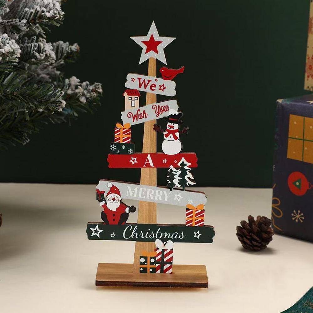 Runtow 1pc Wooden Xmas Tree Ornaments Santa Claus Snowman 2025 Merry Christmas Home Decoration New Year Desktop Decor Navidad