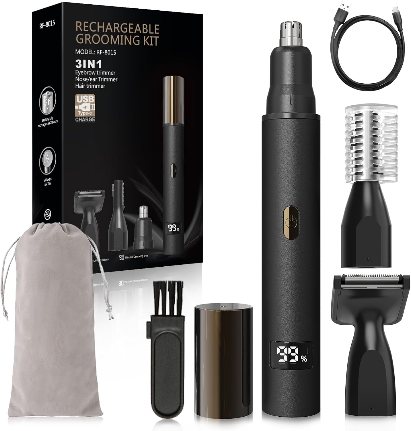 

Hair Trimmer for Men & Women – Electric Ear and Nose Hair Trimmer, Eyebrow Trimmer, USB-C Rechargeable Facial Hair United States
