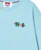 BEYOND CLOSET [Collection Line] Washed Cotton Short Sleeve T-Shirt With Vintage Art Piece Detail Sky Blue