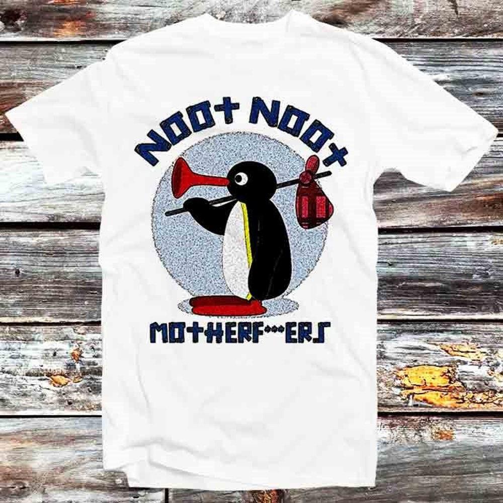 

Футболка 230GSM 100% хлопок Pingu Noot Noot Motherfers футболка винтажная ретро крутой подарок мужская женская унисекс мультфильм аниме топ футболка B554 XS белый