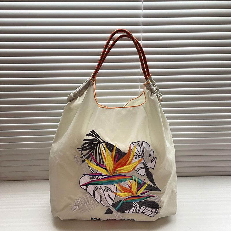 Tropical Rainforest Embroidered Eco-Friendly Shoulder Bag