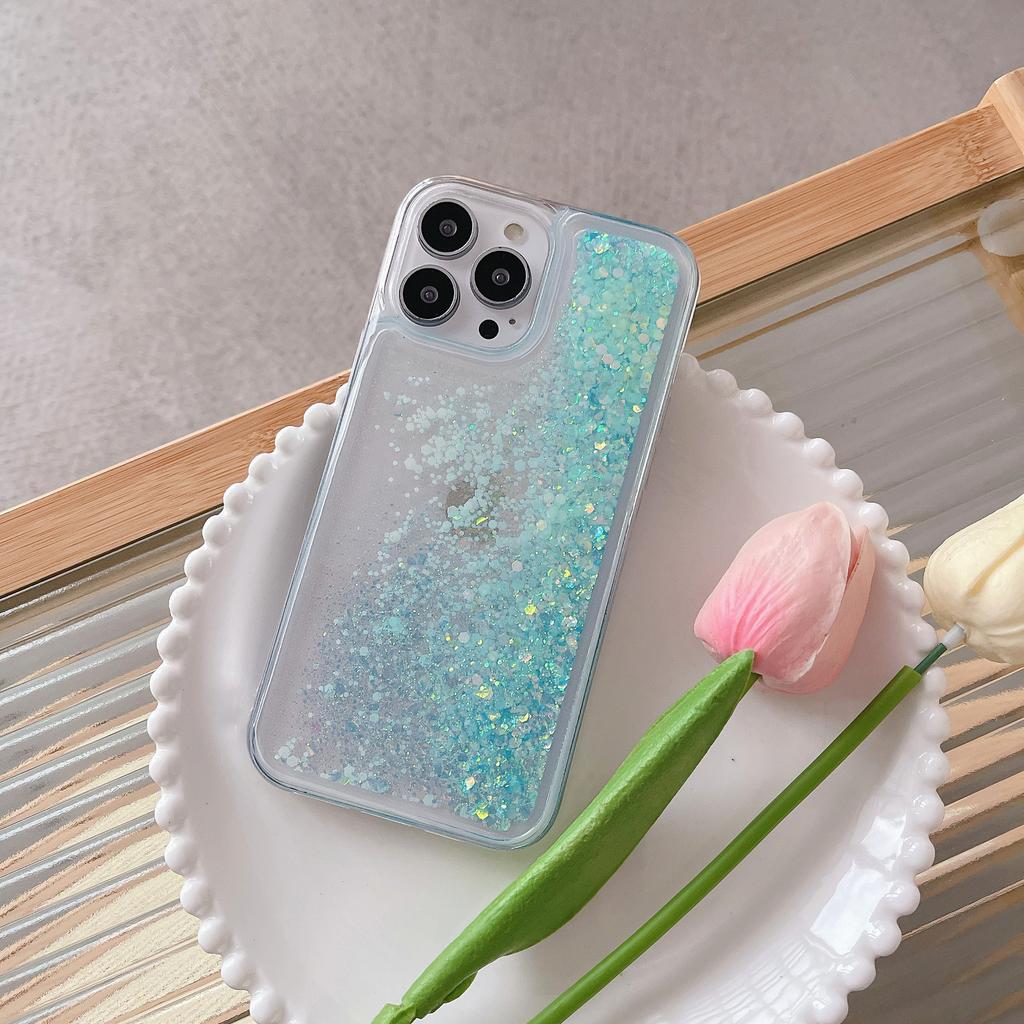 Compatible with iPhone 14 Case, 13 Pro Glitter Glow Luminee Quicksand Shockproof Protective Case 14 Plus