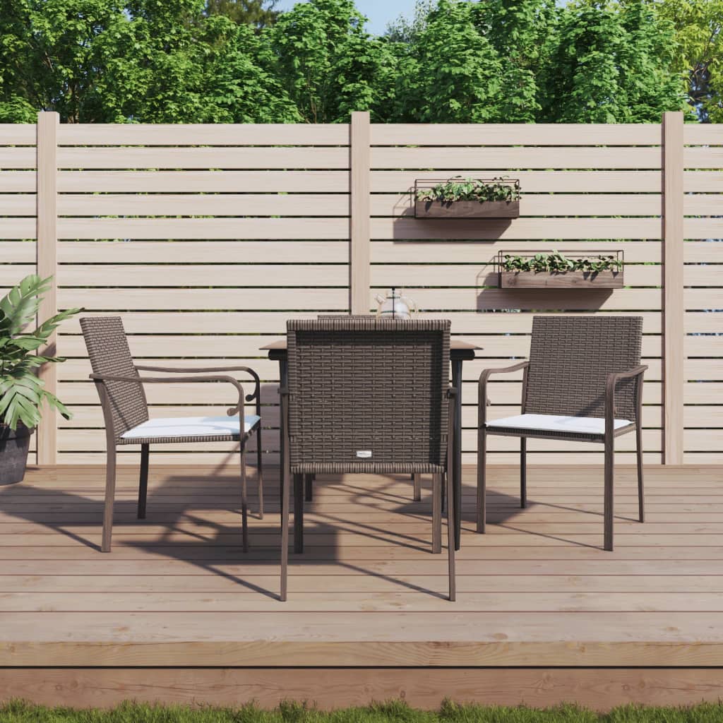 Vidaxl 5-Cz. Gartenmöbel-Set mit Kissen, Polyrattan und Stahl