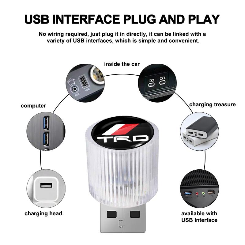 Nuova Auto Mini USB LED Luce Ambientale Spina Lampada Decorativa Atmosferica per Toyota GR TRD Camry Corolla Yaris Chr Auris Avensis T25