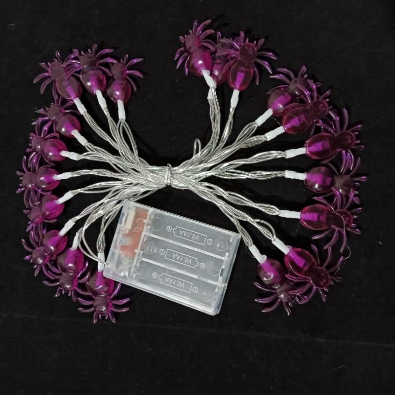1 Stück Halloween Lila Spinne LED Lichter Batteriebetrieben Hängelampe Horror Dekorationslichter Für Party&Spukhaus