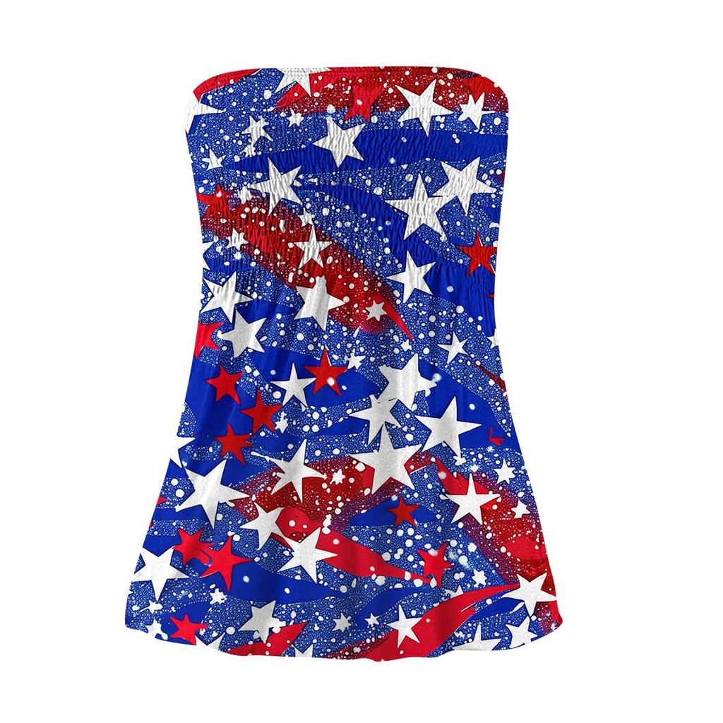 Summer Tube Tops For Women,Cute Sexy Off Shoulder Print Sleeveless T-Shirt
