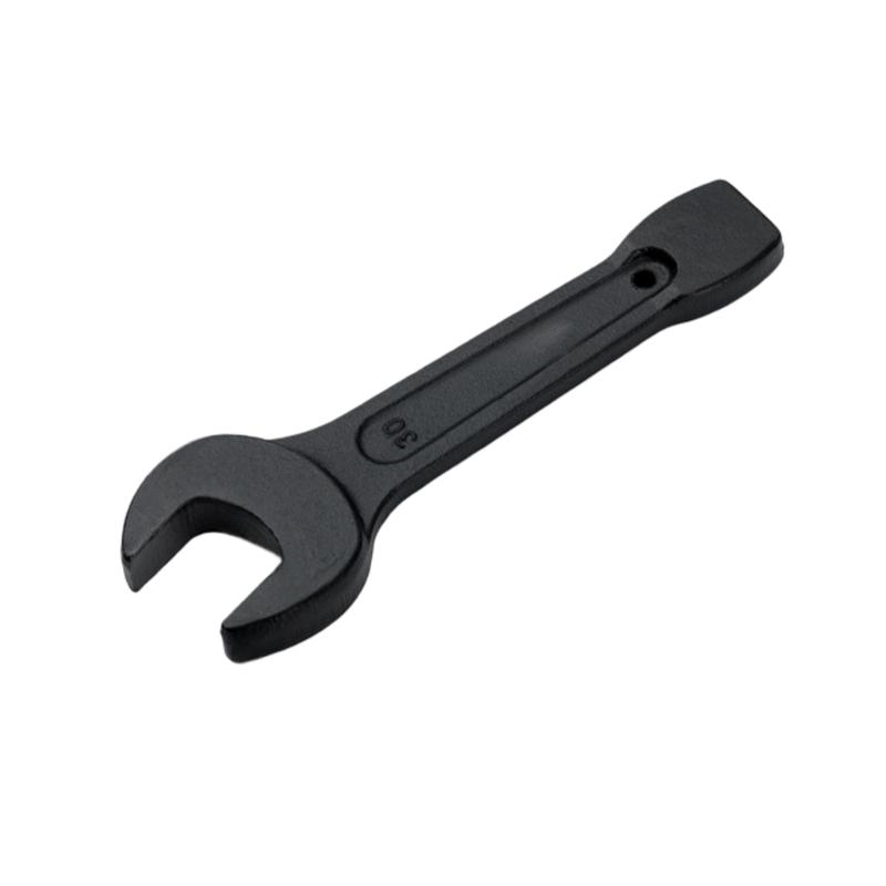 Solid Steel Open Slugging Wrench Spanner Black Coated Repair Tool with Hit-End Tail for Equipment Service and Fastener Care