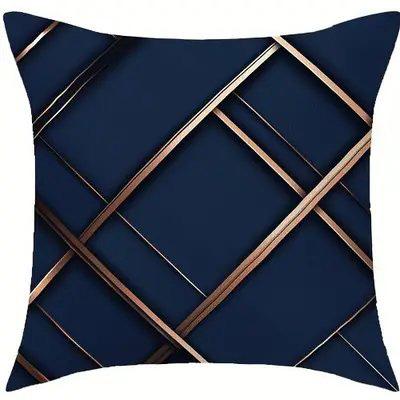 Home Decor Geometric Pattern Dark Blue Throw Pillow Covers Pattern Cushion Cover Suitable For Sofa Bedroom Car Pillow Cover