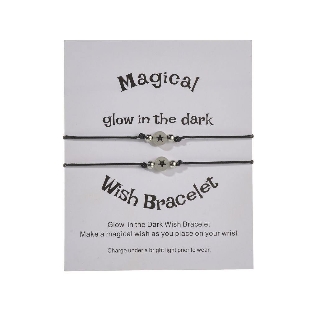 

Minimalist Acrylic Stars Wishing Beads Luminous Cards Couple Friendship Bracelets Set Jewelry Gifts