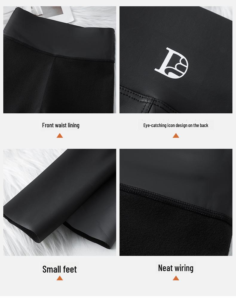 Nové podzimní/zimní legíny s vysokým pasem z dětské PU kůže, zateplené fleecem