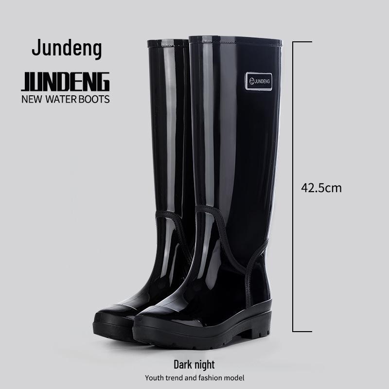 Женские 42 см Очень Высокие Нескользящие Утолщенные Водонепроницаемые Резиновые Сапоги для Путешествий, Уборки Столовой и Модной Носки