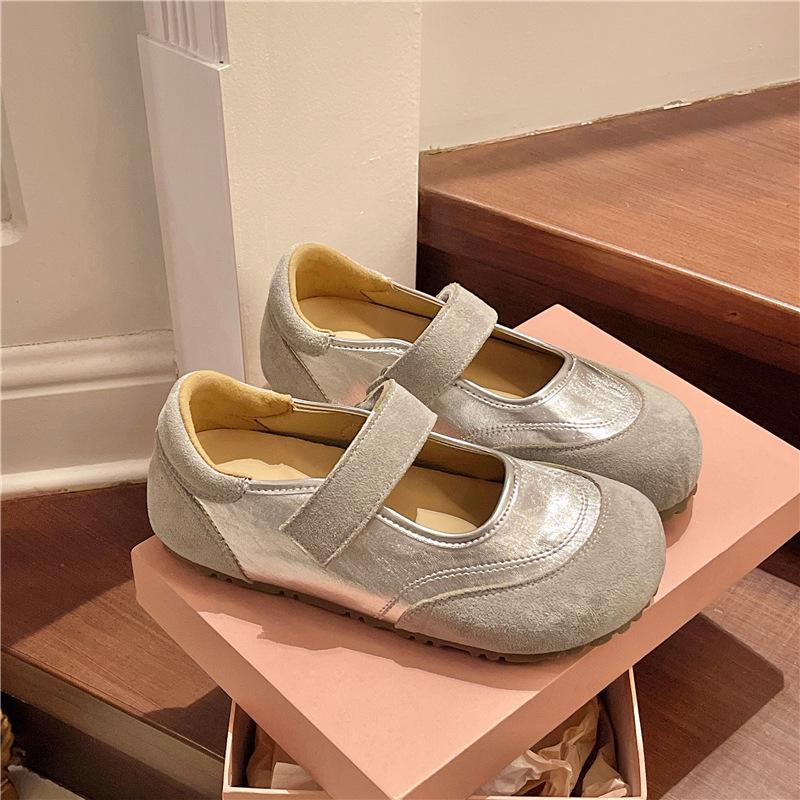 Vintage Leopard Print Single Shoes Women's Spring Super Soft Maternity Shoes Velcro Mary Jane Women's Shoes Platform Beanie Shoes