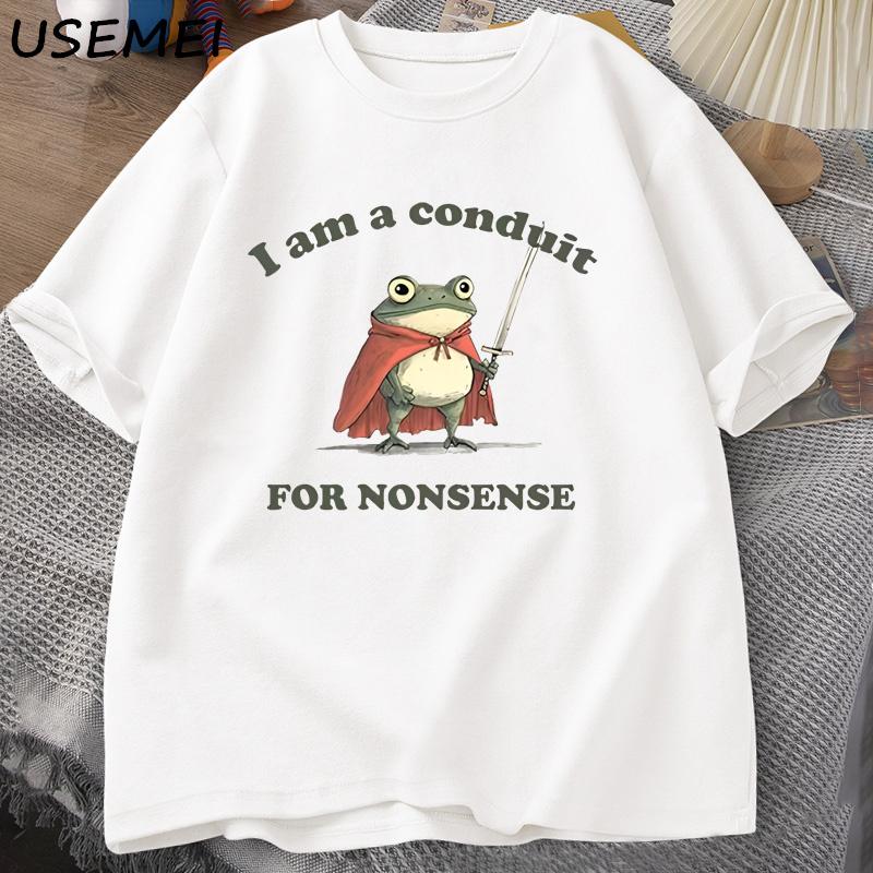 

I Am A Conduit for Nonsense T-shirt Men Funny Weirdcore Frog T Shirt Tee Adults Graphic T Shirts Humor Mens Clothes M белый