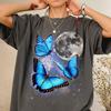 Vintage Blue Morpho Butterfly Moon Shirt, Retro Celestial Insect Tee, Aesthetic Cottagecore Animal Graphic, Celestial Nature Lover Gift Tee