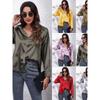 Solid-Color Long-Sleeve Business Shirt Top Satin Long Sleeve Shirt Top