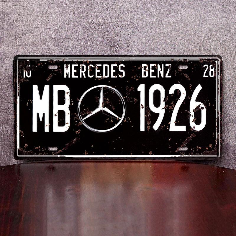 Car Number Tin Plate Plaque Bar Club Wall Art Garage Home Decorate Vintage Metal Sign Poster For Mercedes Benz Accessory Sticker JT1