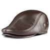 Mens Beret Real Leather Flat Cap Brown Earflaps Warm Autumn Winter Gatsby Driver Ivy Hat Newsboy