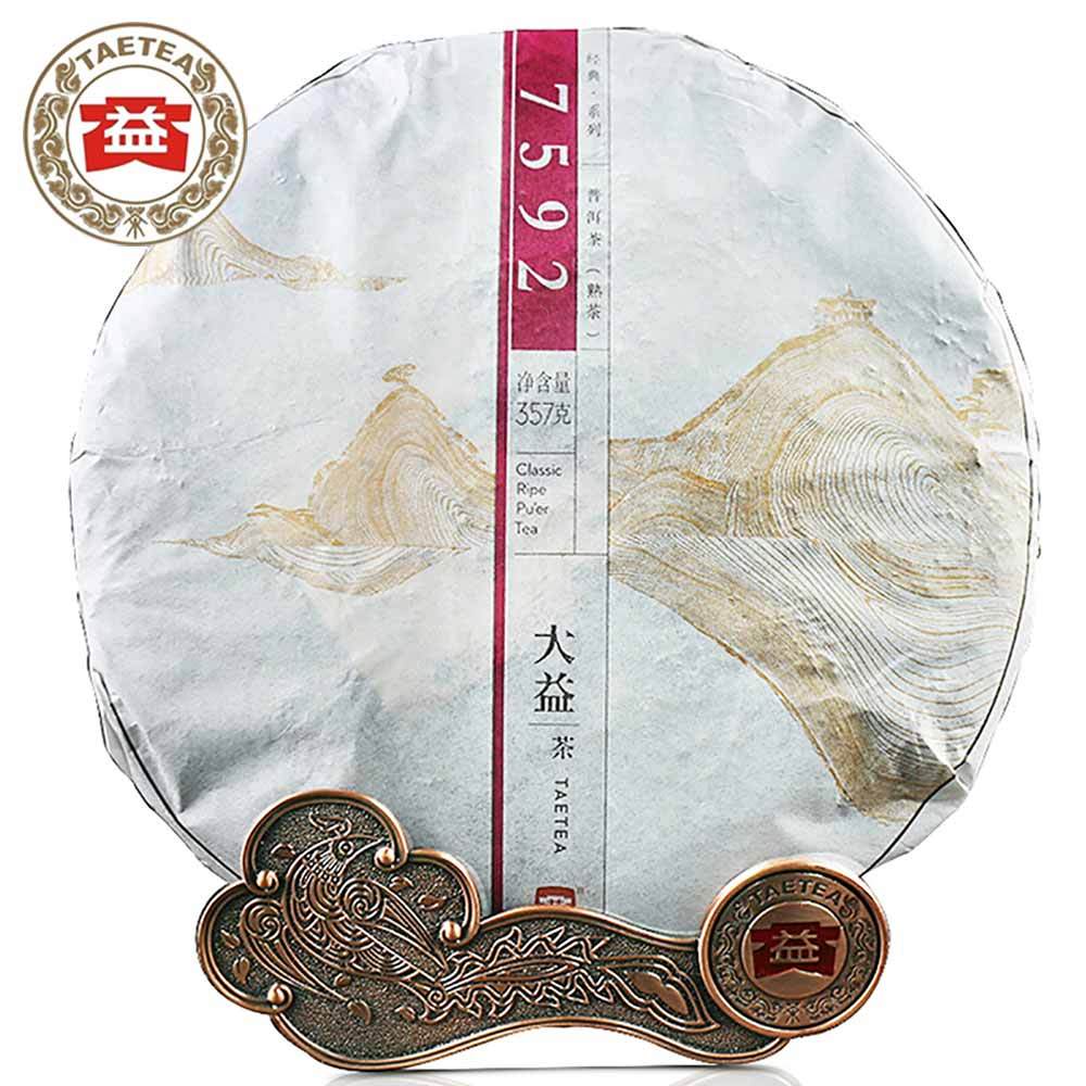 357g TAETEA Pu er 7592 Ripe Tea Cake Aged Puerh 100% Original