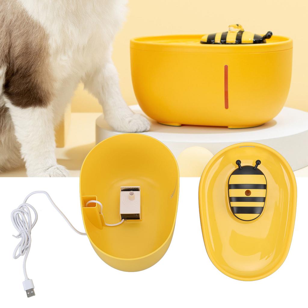 Pet Water Fountain Quiet Automatic Circulation Filtering Cute Cat Dog Water Dispenser for Small Medium Pets 2L