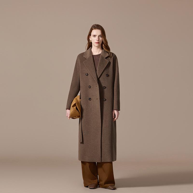 

Роскошное женское кашемировое пальто миди фиолетового цвета - Осенне-зимнее шерстяное пальто свободного кроя XL