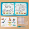 Magic Water Drawing Book 2-in-1 DIY Hand-on Puzzle Reusable Scene Stickers Educational Learning Cognition Toys for Kids Gift