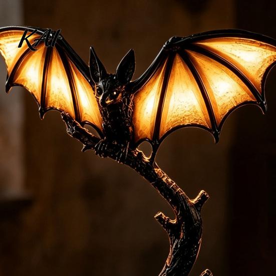 Dark Ambient Night Lights Gothic Bat Tree Branch Light, Resin Halloween Tabletop Decor Lamp Shaped Lamps with Warm Glow, Spooky Desk Ornament for Home