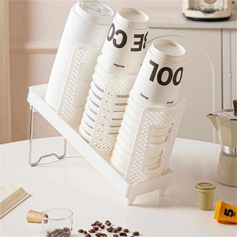 Disposable Cup Dispenser and Lid Storage Rack Cup Dispenser Cup Rack for Kitchen Bar or Break Room Organization
