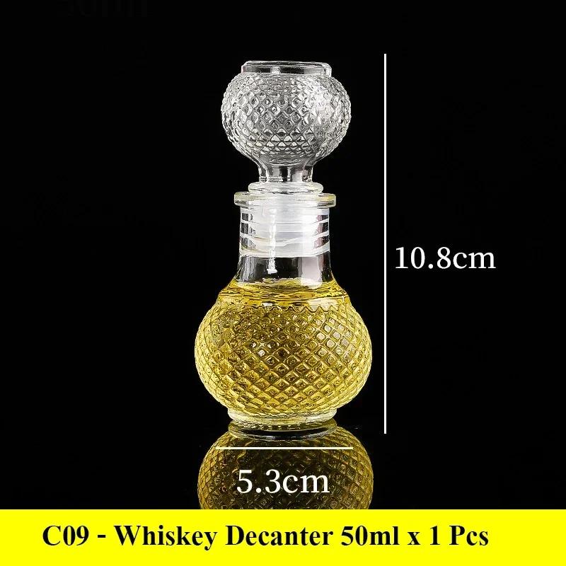 European Whiskey Transparent Glass Carved Small Bottle 50ml/100ml Mini Western Wine Bottle Sealed Red Wine Bottle