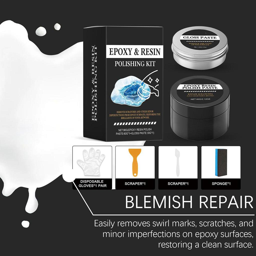 Epoxid Polier-Set Glanz wiederherstellen Cremige Paste Epoxidharz Polier-Set für Kratzer für Hausbesitzer Anfänger Kunstprojekte