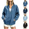 Veste en jean décontractée pour femme, coupe ample, avec demi-zip et poches, col montant pour un usage quotidien
