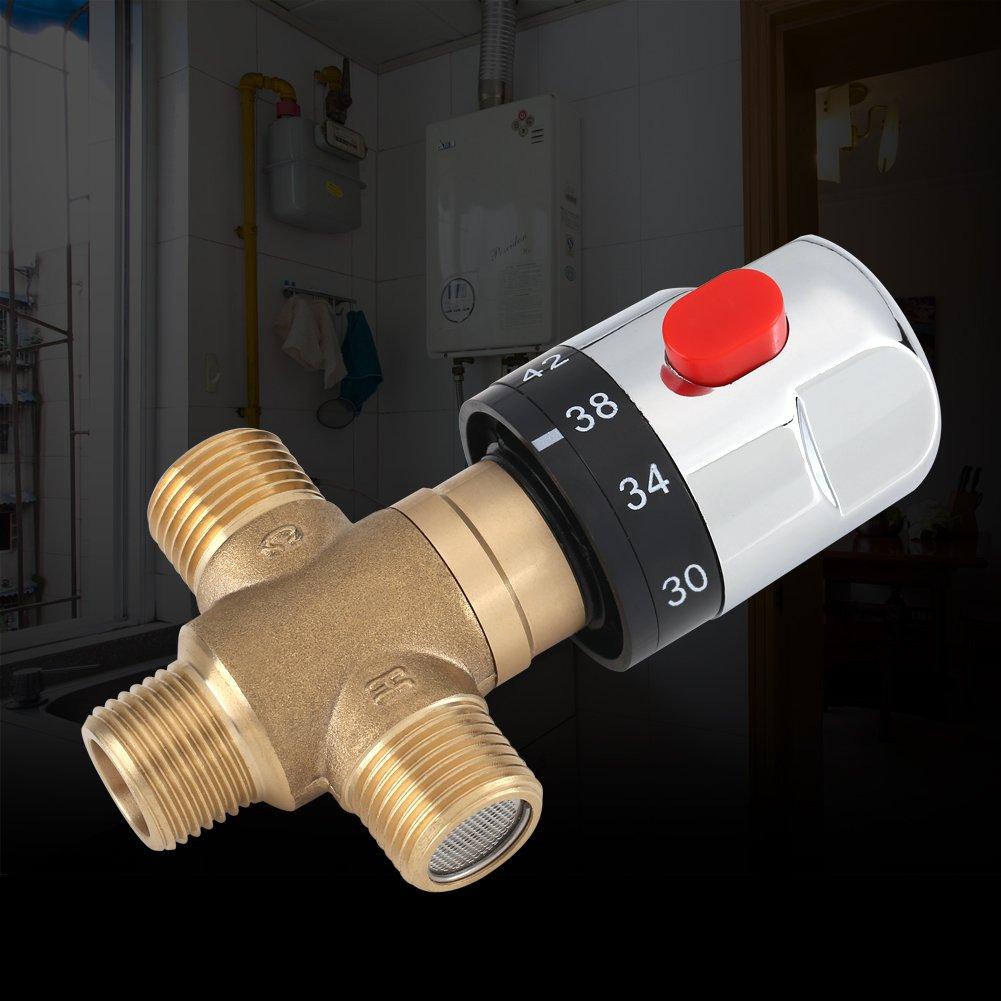 Acogedor Brass Thermostat Mixing Valve G1/2" Practical and Durable Temperature Control for Multi-Purpose Bathrooms and Kitchens