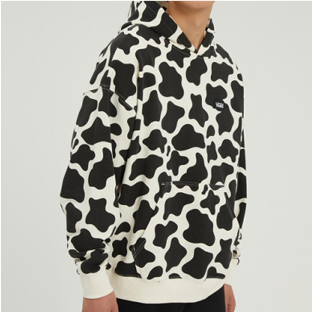Vans Sportovní ležérní mikina s potiskem kravího vzoru Pánské mikiny Černá Slonová kost-Bílá VN0A7TODYD1