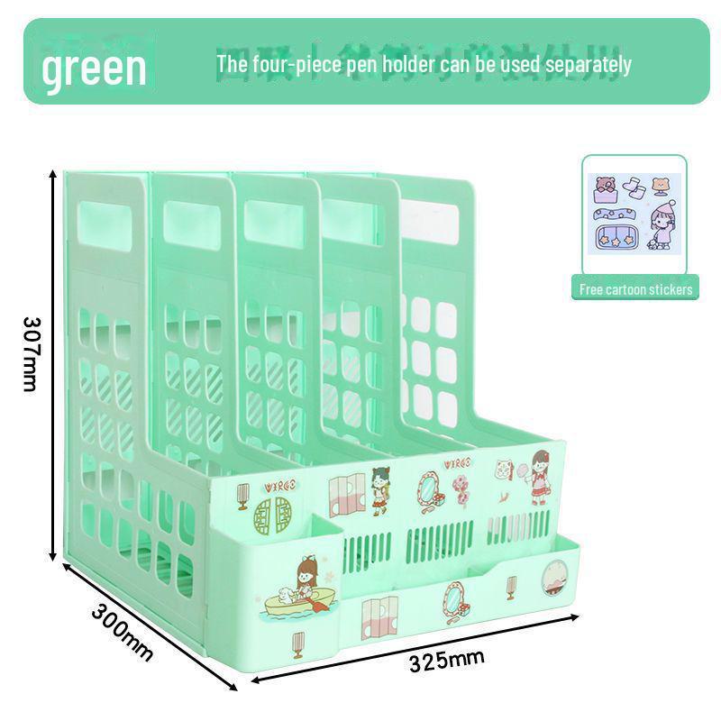 "Office Desk Organizer: File Rack, Basket, Folder Tray, Student Book Stand"