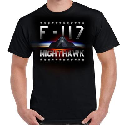 F117 Nighthawk Stealth-Angriffsflugzeug T-Shirt 100% Baumwolle Rundhalsausschnitt Sommer Kurzarm Lässiges Herren-T-Shirt Größe S3XL