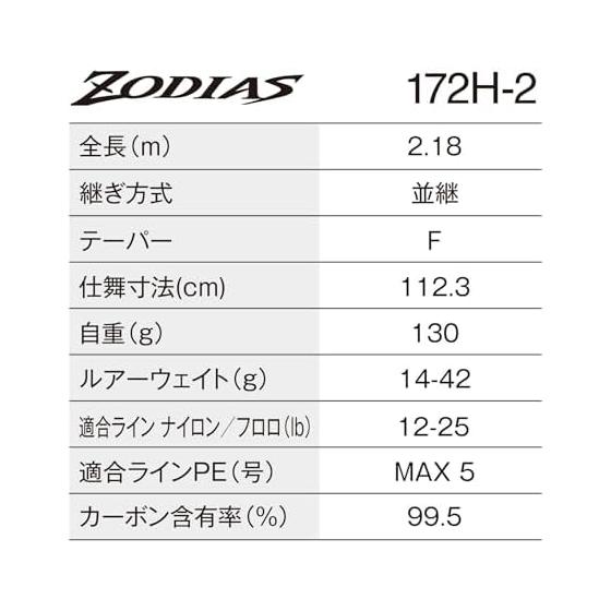 SHIMANO bass rod 26 Zodias 172H-2