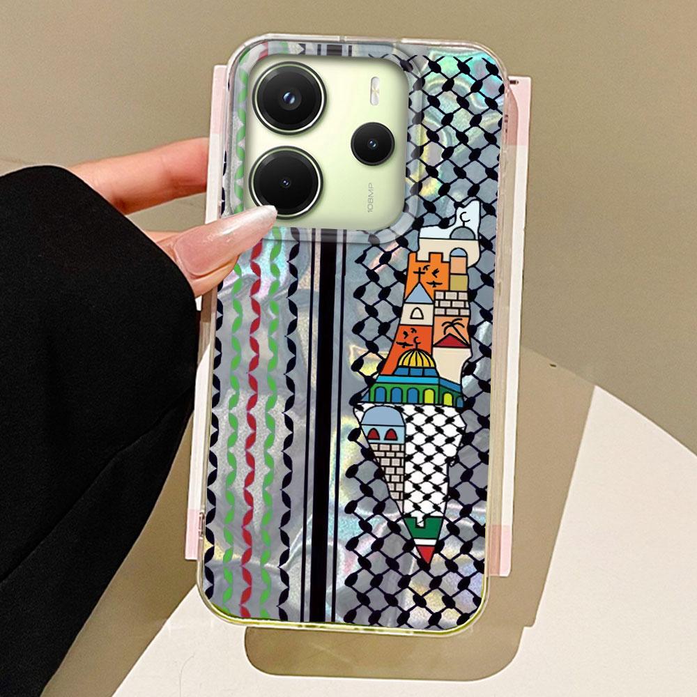 

Чехол для телефона с текстурой воды и куфией Хатта для Xiaomi Redmi 13C 14C A5 A3 A4 A3X A1 A2 Note 14 13 12 11 11S 10 Pro, чехол-накладка Redmi Note 13R белый