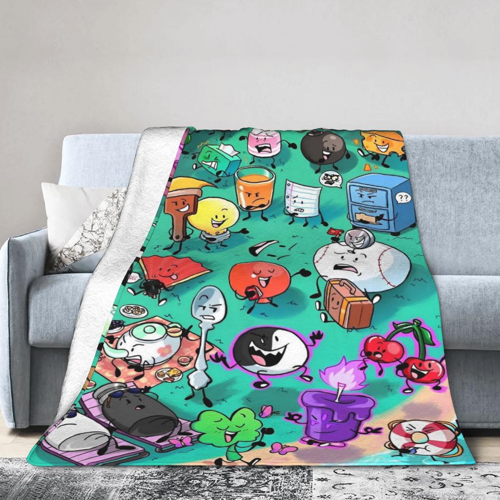 Cartoon Blankets Bfdi Flannel Funny Warm Throw Blanket for Home Autumn/Winter