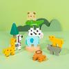 9 Animal-Illustrated Wooden Stacking Toys - Promotes Fine Motor Skills Development Coordination | Fun Design | Wooden Toys
