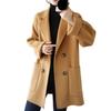 Women Winter Coat Solid Color Loose Double-breasted Turn-down Collar Side Pockets Cold-proof Cardigan Plus Size Thicken Autumn Overcoat Women Garment