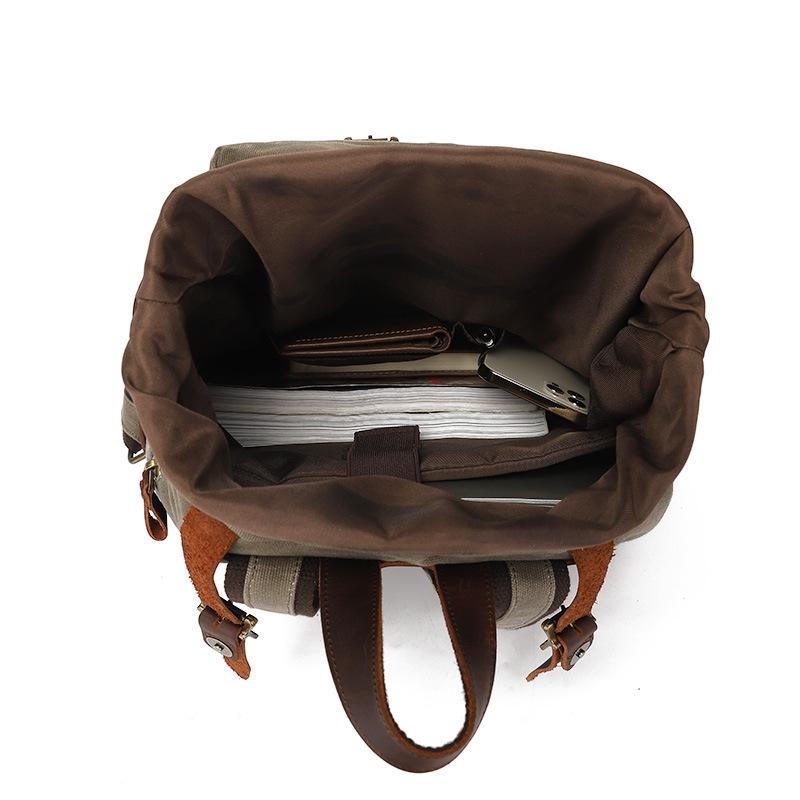 Backpack Travel Computer Student Backpack Retro Outdoor Travel Bag Waterproof Oil Wax Canvas
