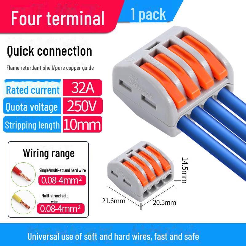 Terminal de conectare rapidă PCT SPL-12345: Conector electric multifuncțional cu 2 poziții pentru cabluri de calibru 4, 2 intrări, 2 ieșiri