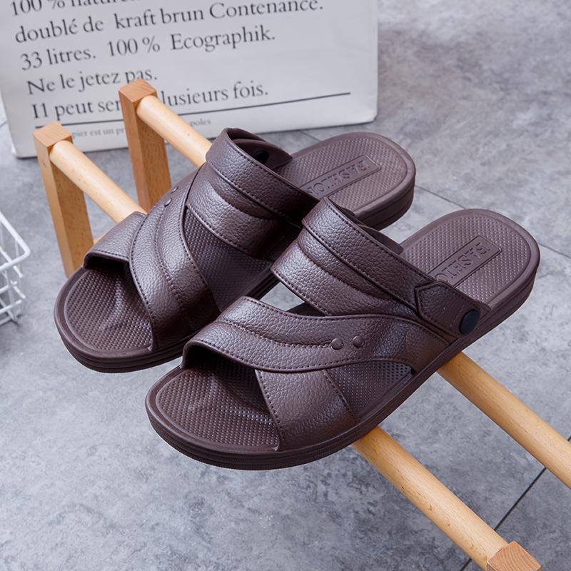 

Модные мужские летние сандалии-слипоны, нескользящие, с открытым носком, повседневные, удобные, трендовые, с пряжкой, ПВХ шлепанцы 44